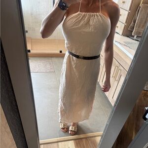 Cream Sleeveless Midi gauze dress (belt NOT included)
